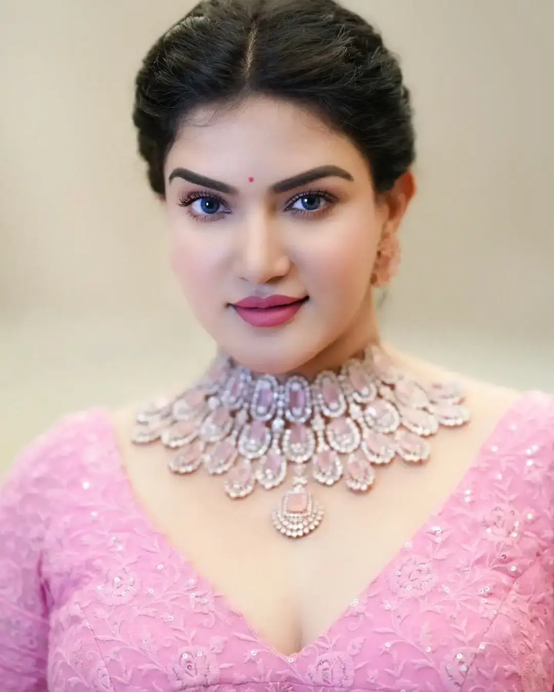 Beautiful Indian Actress Honey Rose in Pink Lehenga Choli